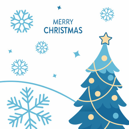 Winter background paper art origami blue snowflakes christmas merry christmas merry tree.. AI generated. Vector iconのイラスト素材