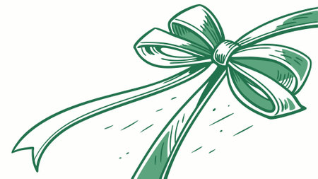 Watercolor. Drawing of a green bow on a white background. . AI generated. Vector iconのイラスト素材