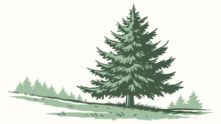 Watercolor green Christmas tree traditional isolated.. AI generated. Vector iconのイラスト素材