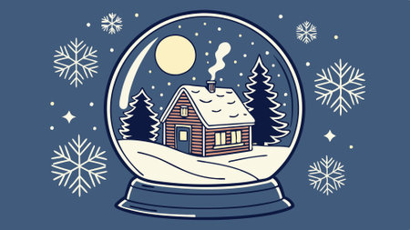 Christmas snow globe features snowflakes falling against a blue background.. AI generated. Vector...