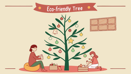 Eco-friendly tree Share tips for an eco-friendly Christmas tree and decorations.. AI generated. Vector iconのイラスト素材