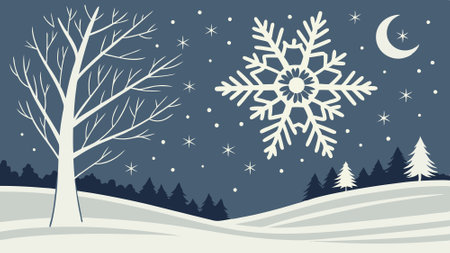 Snowflake on snow falling particle at night, Christmas and winter video background. AI generated. Vector iconのイラスト素材