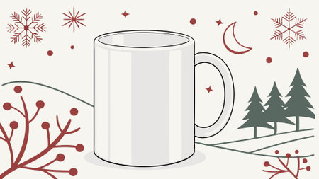 Close-up of a white color Mug Mockup with Christmas background, Mockup for Custom Designs. AI generated. Vector iconのイラスト素材