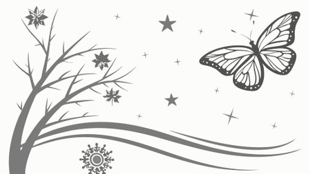 A glitter background with silver sparkles, shimmering like stars. Snowflakes gently falling. AI generated. Vector iconのイラスト素材