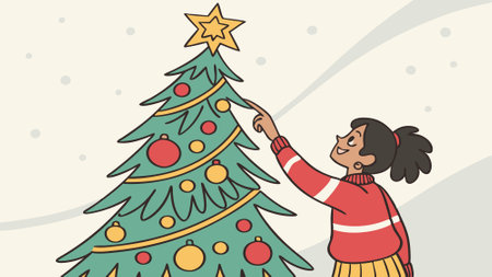 Festive christmas tree with colorful ornaments and glowing lights for holiday celebration. AI generated. Vector iconのイラスト素材