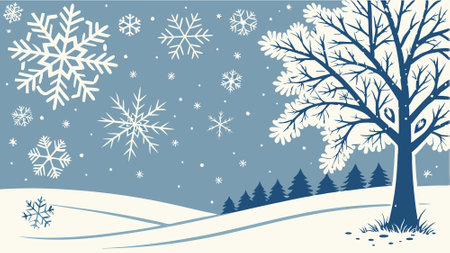 Blue and white Christmas background with snowflakes, vertical card with copyspace for text. AI generated. Vector iconのイラスト素材