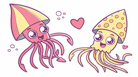 Arrow Squid deceived walks room Vegetables vector. AI generated. Vector iconのイラスト素材