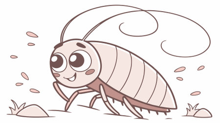 Asian Cockroach bug depressed goes house Bicycle vector. AI generated. Vector iconのイラスト素材