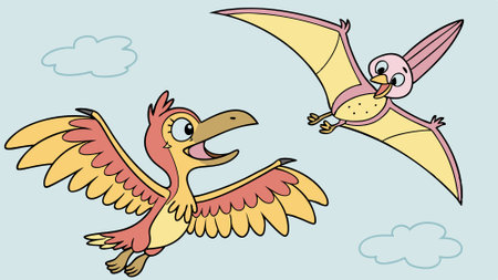 Archaeopteryx pterodactyl angry sits school Ball vector. AI generated. Vector iconのイラスト素材