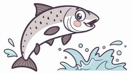Atlantic Salmon fish useful walks post office bag vector. AI generated. Vector iconのイラスト素材
