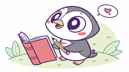 Atlantic Puffin bird shy passionate walks police book vector. AI generated. Vector iconのイラスト素材