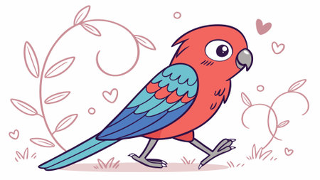 Australian King Parrot desecrated sits street Jar vector. AI generated. Vector iconのイラスト素材