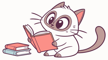 Balinese cat sensitive lies lake vector. AI generated. Vector iconのイラスト素材