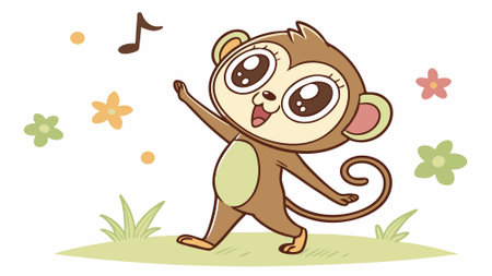 Barbary Macaque monkey joyless reading garden vector. AI generated. Vector icon