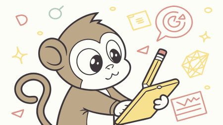 Barbary Macaque monkey lost stands ocean vector. AI generated. Vector iconのイラスト素材