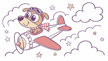 Airedale Terrier dog belittled swims office Rain vector. AI generated. Vector iconのイラスト素材