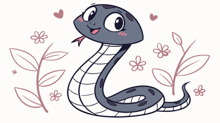 Black Mamba snake shy dancing office vector. AI generated. Vector icon