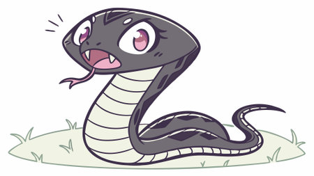 Black Mamba snake stunned laughs sea vector. AI generated. Vector icon