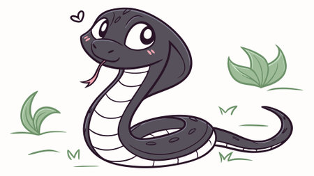 Black Mamba snake spoiled jumps room vector. AI generated. Vector icon