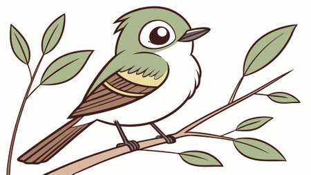 Alder Flycatcher bird sullen rests ocean notebook vector. AI generated. Vector iconのイラスト素材