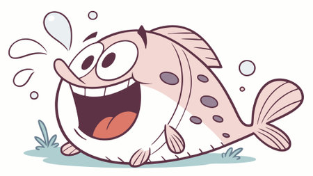Blobfish fish jubilant flies gym vector. AI generated. Vector icon