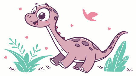Brachiosaurus dinosaur jubilant dancing gym vector. AI generated. Vector iconのイラスト素材
