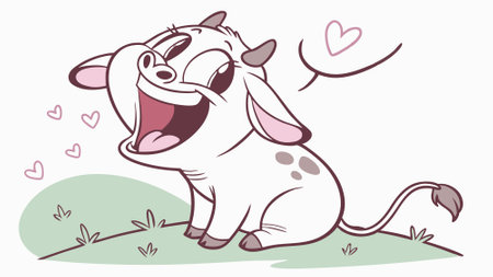 Brahman Cattle cow shy laughs office vector. AI generated. Vector iconのイラスト素材