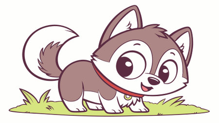 Alusky dog confused screams desert chair vector. AI generated. Vector iconのイラスト素材