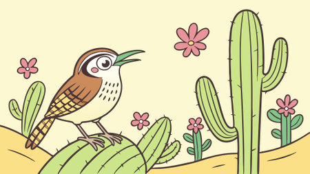 Cactus Wren unsuitable cries beach vector. AI generated. Vector iconのイラスト素材