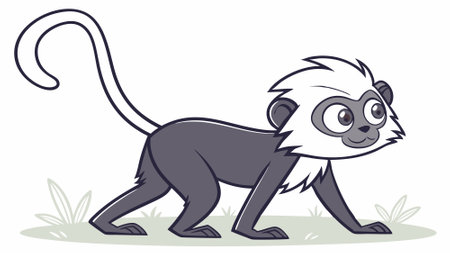 Angolan Colobus monkey deceived flies gym notebook vector. AI generated. Vector iconのイラスト素材