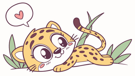 Amur Leopard cheating sits lake chair vector. AI generated. Vector iconのイラスト素材