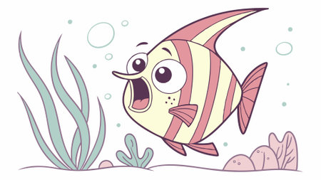 Angelfish fish upset runs police Clock vector. AI generated. Vector icon