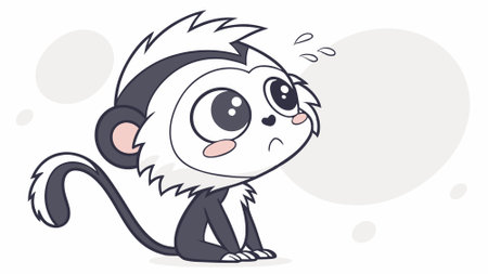 Angolan Colobus monkey depressed jumps house Phone vector. AI generated. Vector icon