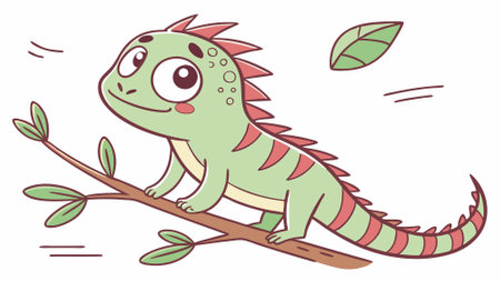 Antillean Iguana sympathetic looks forest Ball vector. AI generated. Vector icon