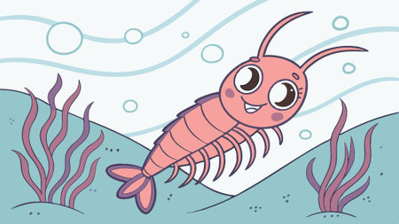 Anomalocaris shrimp unworthy sits desert Flower vector. AI generated. Vector iconのイラスト素材