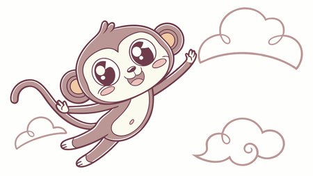 Capuchin Monkey ardent stands beach vector. AI generated. Vector icon