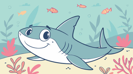 Caribbean Reef Shark preoccupied walks beach vector. AI generated. Vector iconのイラスト素材