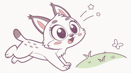 Caracal lynx dumbfounded runs house vector. AI generated. Vector iconのイラスト素材