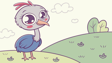 Cassowary bird intimidated angry ocean vector. AI generated. Vector iconのイラスト素材