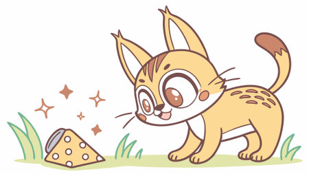 Caracal lynx energetic screams jungle vector. AI generated. Vector iconのイラスト素材