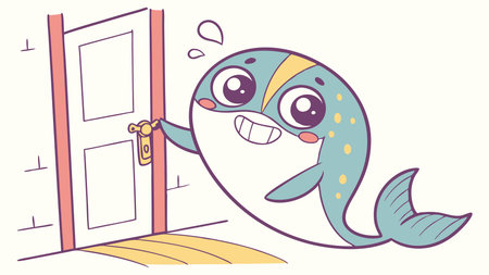 Cetacean fish enthusiastic smiles bank vector. AI generated. Vector iconのイラスト素材