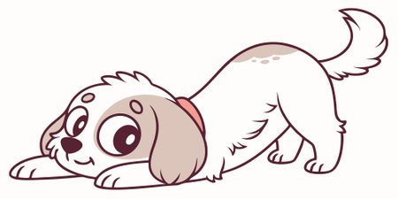 Cavapoo dog energetic lies jungle vector. AI generated. Vector iconのイラスト素材