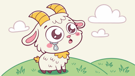 Cashmere Goat furious sits lake vector. AI generated. Vector iconのイラスト素材