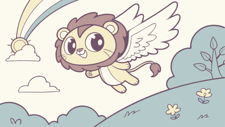 Cave Lion inspired laughs street vector. AI generated. Vector iconのイラスト素材