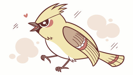 Cedar Waxwing bird sad walks farm vector. AI generated. Vector iconのイラスト素材