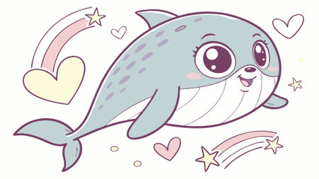 Cetacean fish determined goes ocean vector. AI generated. Vector iconのイラスト素材