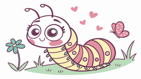 Caterpillar welcoming screams city vector. AI generated. Vector iconのイラスト素材