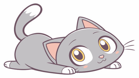 Chartreux cat pathetic smiles city vector. AI generated. Vector iconのイラスト素材