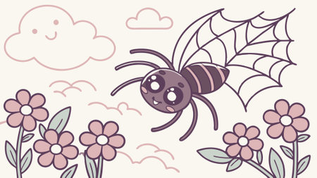 Chilean Recluse Spider left runs house vector. AI generated. Vector iconのイラスト素材