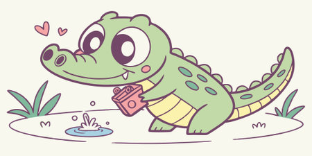 Chinese Alligator supportive smiles desert vector. AI generated. Vector iconのイラスト素材